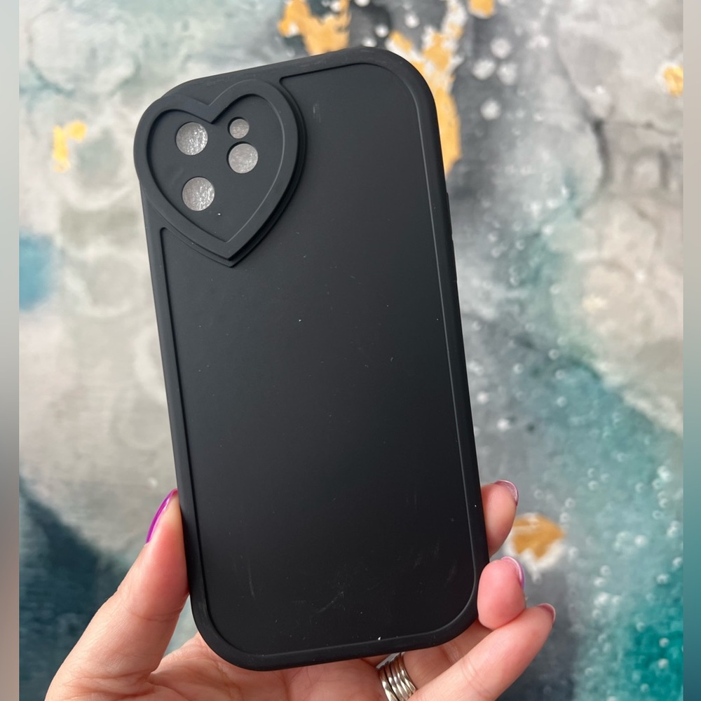 iPhone 12 Matte Black Heart Case